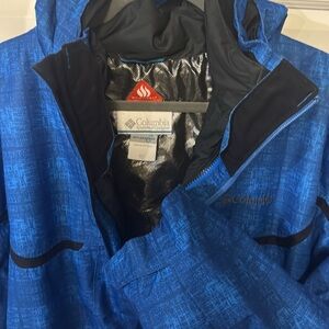 NWOT COLUMBIA Men's 3 in one ski coat Jacket Size 2xt Blue Print rain and ski